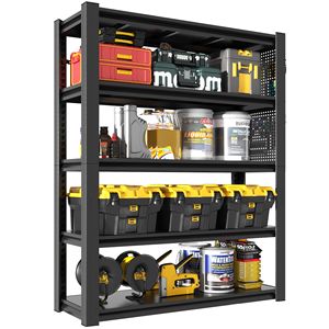 Estantería Metálica Ajustable de 5 Niveles y 78 Pulgadas de Alta Resistencia con Panel Perforado para Garaje, Almacén u Oficina - Product Image 2
