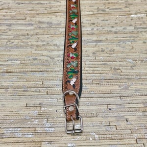 Collar de Cuero Genuino Vintage Venus Leathers para Perro con Bordado de Girasol, Hebilla Metálica, Ligero y Resistente, Accesorios para Bolsos - Product Image 1