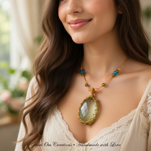 Collar con Colgante de Macramé y Ametrina Hecho a Mano, Piedra Morada y Marrón Facetada, Joyería Boho Curativa - Product Image 3