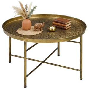 Midcentury Modern Brass Side Table Handmade Sculptural Fluted Column Base Round Top Accent End Table Living Room Side Table - Product Image 6