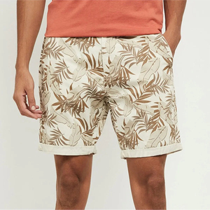 Pantalones Cortos Tejidos con Estampado Tropical para Hombre, Cintura Media, Elásticos, Transpirables, Estilo Casual, con Patrón de Plantas - Product Image 1