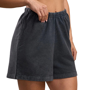 Best Selling <b>Women</b> Acid Wash Training <b>Shorts</b> Breathable 100% Cotton High Quality <b>Elastic</b> <b>Waist</b> High <b>Waist</b> Plain Dyed - Product Image 1