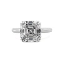 Bague solitaire de luxe en or blanc massif 14 carats avec diamant de laboratoire 5 carats, taille Asscher antique, double griffe, cadeau pour fiançailles