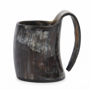 Chope à bière médiévale artisanale avec logo personnalisé, en corne de bœuf naturelle, sans danger pour les aliments, avec base en bois, vente en gros, mug à boire en corne de Viking - Product Image 4