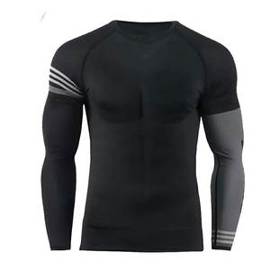 Camiseta de Compresión Slim Personalizada para Hombre, Transpirable, de Manga Corta para Gimnasio, Diseño Sólido Personalizado, Directo de Fábrica - Product Image 3
