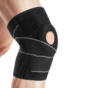 Elegante Soporte de Rodilla con Rayas Negras y Grises para Atletas y Protección Diaria de las Articulaciones, Tejido Transpirable - Product Image 1