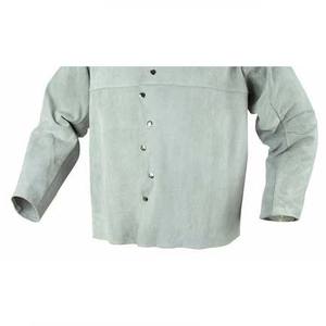 Chaqueta de Soldadura de Alta Resistencia con Protección de Seguridad, Resistente a las Llamas, de Algodón Azul con Puños de Cuero Vacuno - Product Image 3