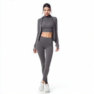 3 Piece Yoga Set <b>Workout</b> Outfits Women Tracksuit Sports Bra High Waist <b>Jacket</b> Yoga Wear Leggings 3 Piece Set Women's - Product Image 3