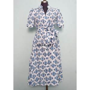 Vestido Moderno Casual de Manga Corta para Fiesta, Estilo Dulce y Elegante para Mujer, Estampado a Mano, de Algodón, Tipo Canguro, Cómodo y Corto - Product Image 1