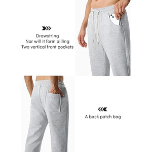 Pantalon de jogging décontracté pour homme en coton gris avec taille élastique, cordon de serrage et poches latérales – Idéal pour l'automne - Product Image 4