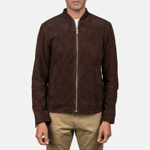 Chaqueta Bomber de Piel de Oveja para Hombre, Cierre Frontal con Cremallera, Cuello Camisero, Logotipo en la Parte Delantera, Resistente al Viento, Corte Regular, Otoño Invierno - Product Image 3