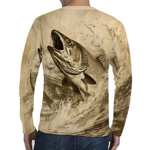 T-shirt de pêche à manches longues pour homme, col rond, séchage rapide, en coton/fibre de bambou, tricoté, imprimé numériquement - Product Image 5
