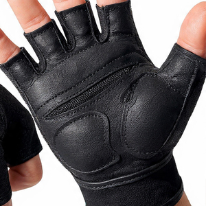 Gants en cuir PU demi-doigts avec support de poignet pour Cross-fit, musculation et entraînement sportif - Gants de gym légers et respirants - Product Image 2