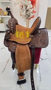 Nouvelle Selle de Cheval Western en Cuir Véritable, Design Rustique avec Clous en Cuivre, Portable, pour Dressage, Fabrication Personnalisée sur Mesure - Product Image 3