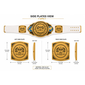 Ceinture de champion personnalisée en métal doré et blanc pour femme, cadeau promotionnel intercontinental de Treasures Impex - Product Image 2
