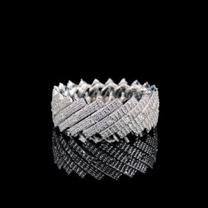 Luxury Moissanite Iced Out <b>Ring</b> <b>925</b> Sterling <b>Silver</b> Hip Hop Jewellery VVS Diamond Statement Band Gift - Product Image 2