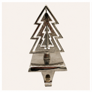 High Quality Silver Metal Christmas Tree <b>Stocking</b> <b>Holder</b> For Mantel Hammered Texture Pine Tree <b>Stocking</b> Hanger Xmas Decoration - Product Image 5