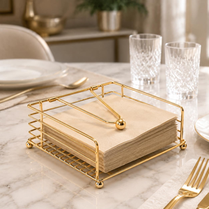 Square Metal Napkin Holder with <b>Weighted</b> Arm Modern Tabletop Tissue Paper <b>Stand</b> Kitchen Dining Table Organizer <b>for</b> Restaurant - Product Image 3