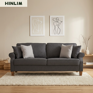 Nuhoom Chesterfield <b>Sofa</b> Set Malaysian Oak Legs Buckram Fabric Durable Three Seat Pillow Back English Rolled Modern Classic - Product Image 3