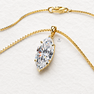 Collier solitaire en diamant de laboratoire taille marquise certifié IGI en or massif 14K 18K, fabricant de bijoux fins sur mesure en Inde - Product Image 4