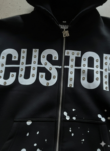 เสื้อฮู้ดดี้สตรีทแวร์ทรงบ็อกซี่แบบซิป  ผ้าฟลีซออร์แกนิค 100% หนานุ่มพิเศษ  ตกแต่งด้วยหมุด  ทรงปกติ  พร้อมสกรีนโลโก้ตามสั่ง - Product Image 6