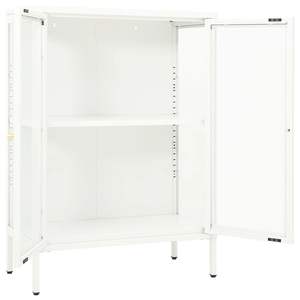 Buffet en acier thermolaqué blanc avec verre trempé, armoires de salon de taille moyenne - Product Image 6