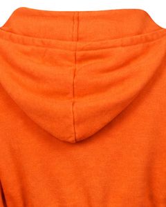 Womens Bright Orange <b>Cropped</b> <b>Zip</b> <b>Up</b> Hoodie Slim Fit Long Sleeve Casual Streetwear Cotton Fleece Sweatshirt Custom Logo Factory - Product Image 6