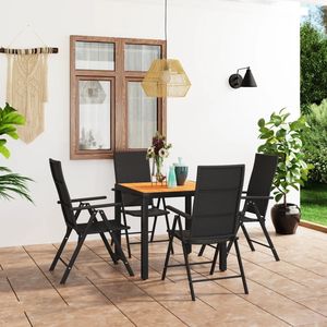 5 pezzi nero e marrone Patio Set da pranzo mobili da giardino durevole per l'intrattenimento all'aperto - Product Image 1