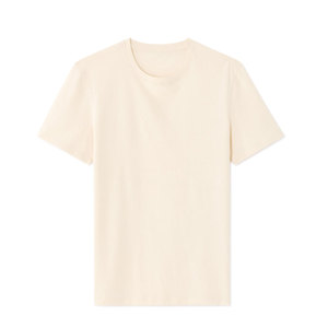 <b>Light</b> Brown 100% Cotton Crew Neck T-Shirt Men's Beige Short Sleeve O-Neck T-Shirt Regular Fit Solid Color Casual T Shirt - Product Image 3