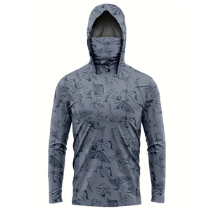 Sudadera de Pesca Personalizada con Diseño Gris de Manga Larga de Secado Rápido, Sudadera de Pesca Sublimada para Torneos, Camiseta de Pesca de Secado Rápido para Hombre - Product Image 1