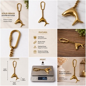 พวงกุญแจโลหะรูปโลมา SHUBHAM สไตล์วินเทจ ของตกแต่งโต๊ะ ของขวัญ - Product Image 4