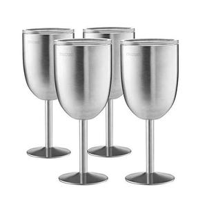 Verre à vin en acier inoxydable de qualité supérieure, surface brossée vintage, vaisselle en métal - Product Image 5