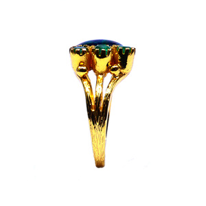 Fashionable 925 Sterling <b>Silver</b> Gold Plated Jewelry Black <b>Opal</b> Gemstone Women Wear Classic Unique <b>Ring</b> - Product Image 2