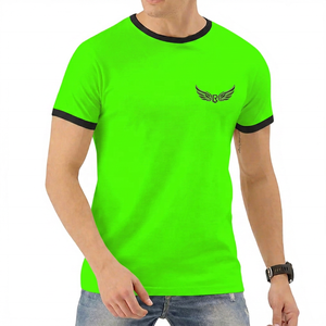 T-shirt à manches courtes vert clair pour homme avec logo aile et bordure contrastante, coupe classique, en jersey tricoté décontracté à col rond - Product Image 5