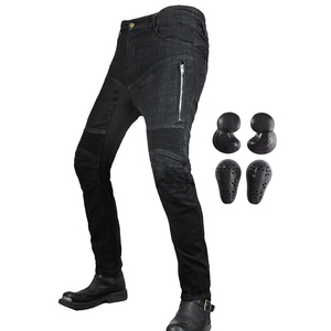 Pantalones de Motocicleta de Mezclilla Negros para Hombre con Bolsillos con Cremallera para Todas las Temporadas - Product Image 2