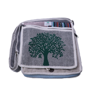HIMALAYAN Hemp Shoulder Bag <b>Medium</b> Size Ethnic Tree Pattern Zipper Closure Daily Use Nepal Made - Product Image 2