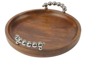 Plateau de service rectangulaire en bois d'acacia naturel fait main de luxe avec poignées, plateau en bois multifonctionnel pour le thé, le café et la décoration de la maison - Product Image 5