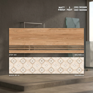 Marque Vistaar 10mm d'épaisseur 300x900mm marche et contremarche 200x900mm prévoir des carreaux d'escalier en porcelaine Matt GVT escaliers cas - Product Image 2