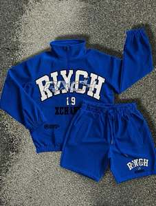Conjunto Deportivo Personalizado con Logotipo, Talla Grande, Chaqueta con Cremallera y Capucha, Conjunto Deportivo de 2 Piezas para Hombre, Conjunto de Pantalones Cortos para Correr - Product Image 1