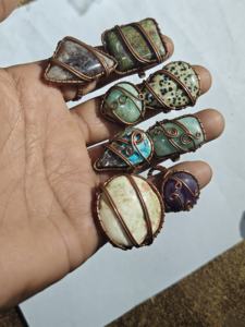 Anillos de Piedras Preciosas con Alambre, Hechos a Mano, Modernos, Unisex, Certificados por IGI, con Cobre Ajustable - Product Image 2