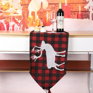 XH Modern Christmas <b>Placemat</b> Electric Embroidered Snowman Elk Red White 170*32cm Irregular Shape Soft Knitted Fabric Hot - Product Image 3