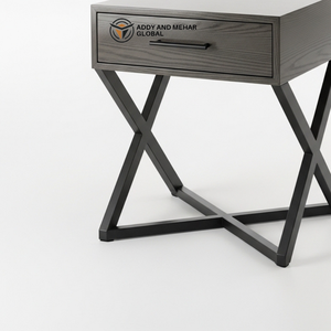 Taburete Industrial Moderno de Madera con Cajón y Base Metálica, Taburete de Almacenamiento de Lujo para Entrada, Dormitorio y Almacén, Color Personalizado - Product Image 5