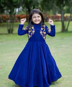 Robe de soirée de luxe pour bébés filles 2026, en velours, style Salwar Kameez, broderie florale, manches longues, pour occasions festives, bal de promo, Aïd - Product Image 2