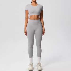 Conjunto de Yoga de 2 Piezas sin Tirantes de Alto Rendimiento para Mujer, Nailon y Spandex Transpirable, Corte Automatizado, Ropa Deportiva para Gimnasio, Personalizable OEM - Product Image 5