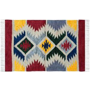 Alfombra Dhurrie de algodón hecha a mano, diseño moderno, tamaño personalizable, características antibacterianas, 2x3 pies para uso comercial en el hogar - Product Image 2