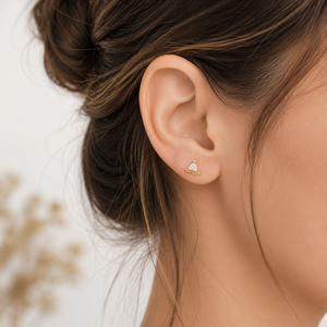 Triangle Shape Diamond Ear Jewelry for Women 18K Yellow Gold Plated Moissanite Sailboat Stud <b>Earrings</b> - Product Image 4