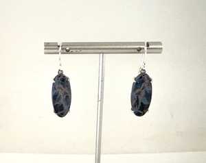 Boucles d'oreilles en pietersite bleue, en argent sterling 925, faites à la main, forme ovale, pierres précieuses, bijoux uniques, cadeau pour femmes - Product Image 3