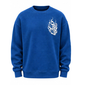 Sudadera de punto gofrado para hombre, cuello redondo, texturizada, manga larga, informal, térmica, jersey, fabricante OEM de ropa deportiva personalizada - Product Image 1