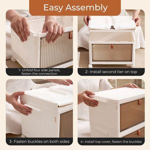 3-Layer Folding Storage Bin Home Storage & Organization Cabinet with Lids and Wheels - Product Image 6