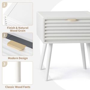โต๊ะข้างเตียงไม้ 1 ลิ้นชัก สำหรับห้องนั่งเล่นและห้องนอน - Product Image 2